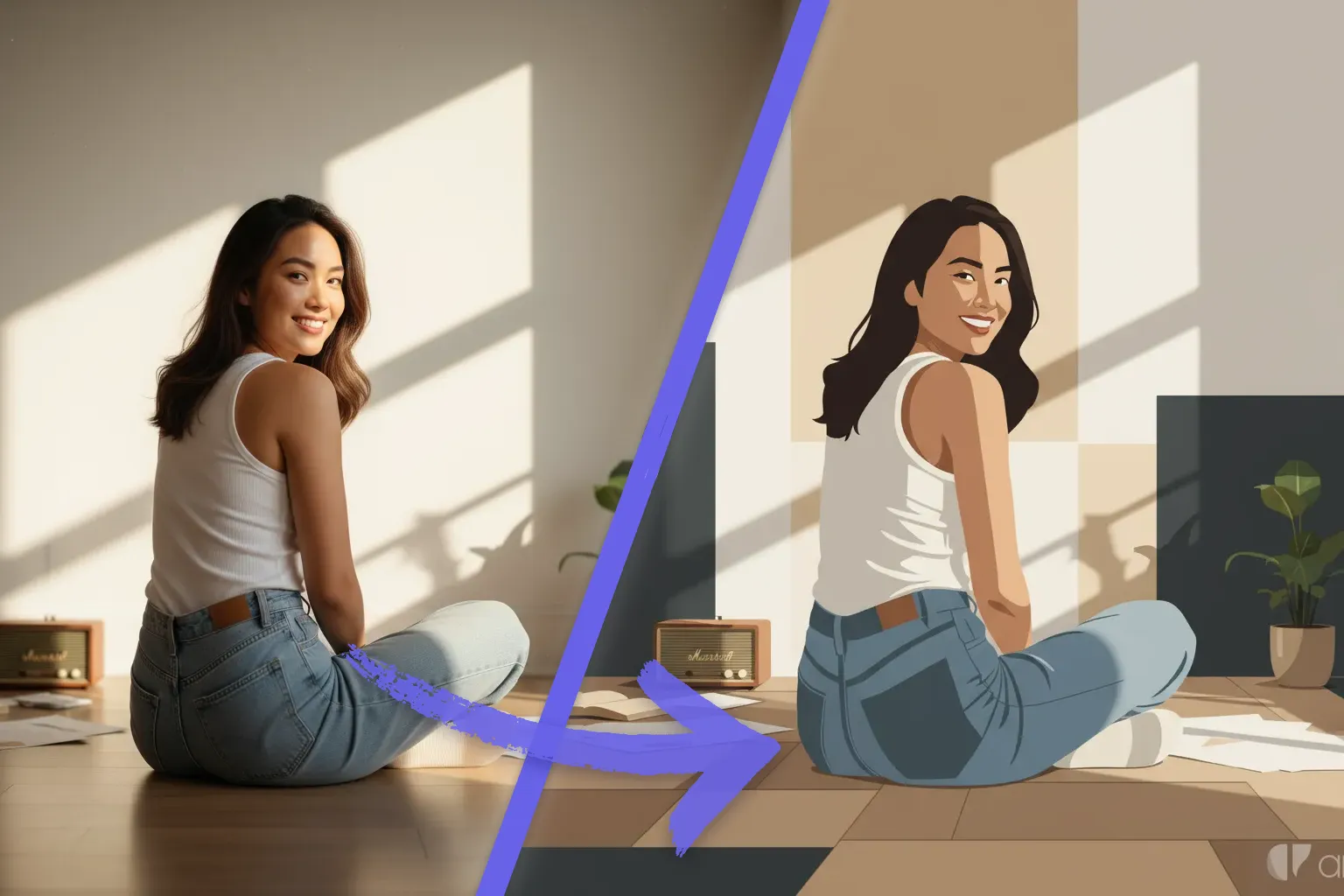 Artflow AI 图片不同场景编辑指令与人物融合教程